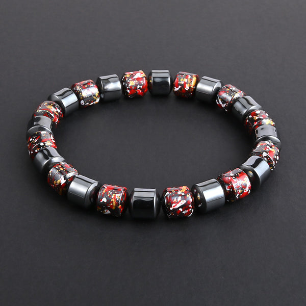 Mens Fashion Natural Black Gallstone Stretch Bracelet