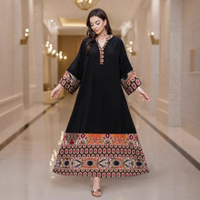 Middle East Contrast Color Large Size Dress Ethnic Style