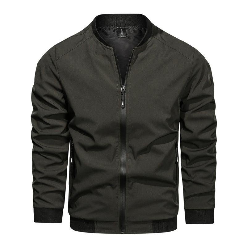 Casual Fashion Slim Men's Solid Color Stand Collar Coat